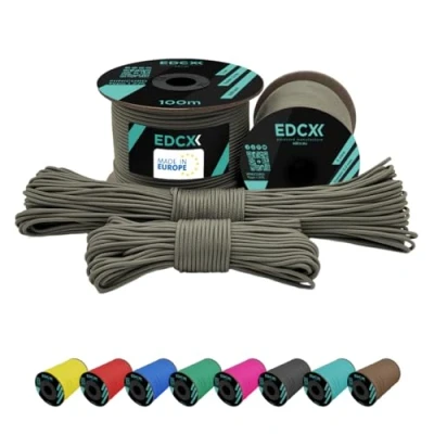 Image of EdcX 2 mm Nylon Paracord 275 (15, 30, 50 and 100 m) 100% rope, 3 Strand cord, cord in Many Colours (Dark Grey, 15