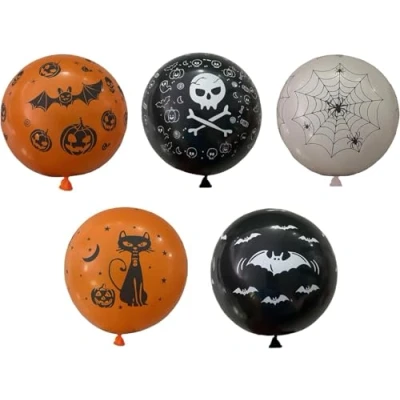 Image of (Pack of 15) Halloween Balloons Assorted Orange Black &amp; White Trick or Treat Scary Party Decorations