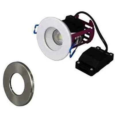 Image of Robus RAMADA 7W Fire Rated Downlight 3000K, 60 Beam Angle, IP65, Dimmable, With White and B Chrome trim