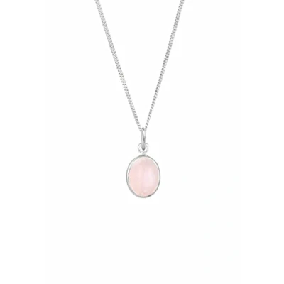 Image of Elli Necklace Women Pendant Basic Elegant Round with Rose Quartz in 925 Sterling Silver