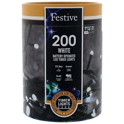 Image of Festive Productions 200 LED Battery String Lights : Timer Bright White