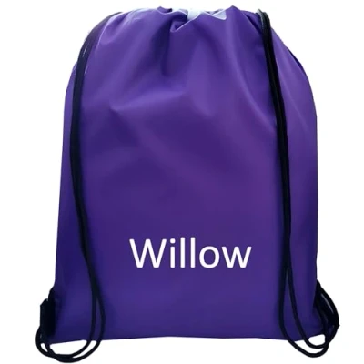 Image of JJLC Personalised School Sports Gym PE Drawstring Bag Embroidered Name (Purple)