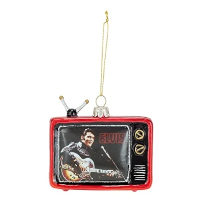 Image of Kurt Adler 3.5 Inch Elvis Presley Glass TV Ornament, Black