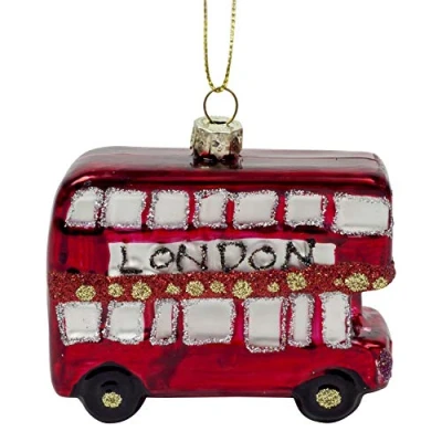 Image of Glass London Bus Christmas Tree Decoration