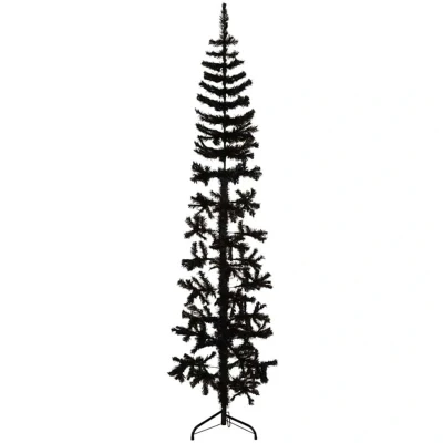 Image of vidaXL Slim Artificial Half Christmas Tree with Stand Black 180 cm
