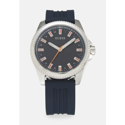 Image of Guess Champ Watch Navy sunray/silvercoloured, Men&#039;s, Size: One Size, sunray/silver coloured