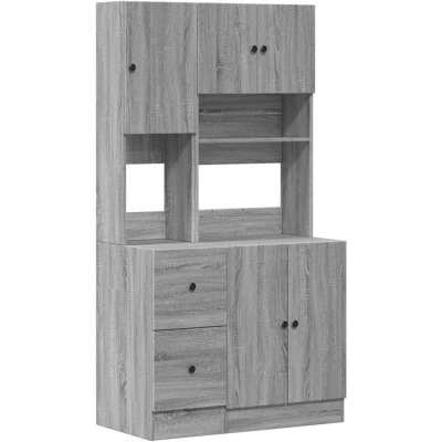 Image of vidaXL Kitchen Cabinet Grey Sonoma 95x50x180 cm Engineered Wood
