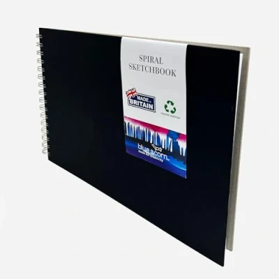 Image of BLUE ACORN A4 Landscape Recycled Spiral Bound Sketchbook 35 Sheets 160gsm Multipurpose Cartridge Paper Ideal for Light Washes of Paint, Pencils &amp; Sketching