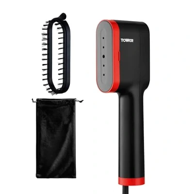 Image of Tower 1400W Digital Garment Steamer Red And Black