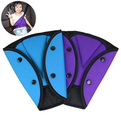 Image of AK KYC 2 Pack Car Safety Kids Seatbelt Adjuster Cover Strap Mash Shoulder Pad Children Seat Belt Clips Purple + Blue
