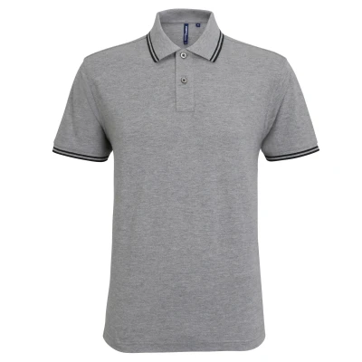 Image of Asquith &amp; Fox Mens Classic Fit Tipped Polo Shirt (Heather Grey/Black) Multicolour Size X Large