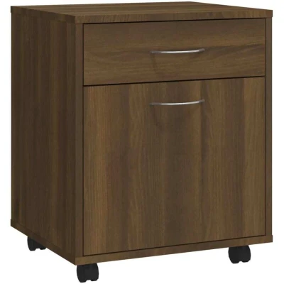 Image of vidaXL Rolling Cabinet Brown Oak 45x38x54 cm Engineered Wood