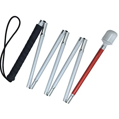 Image of Aluminum Mobility Folding White Cane for Vision Impaired and Blind People (Folds Down 7 Sections) (135cm (53.1 inch), Pink Handle)
