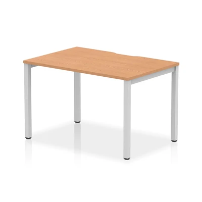 Image of Evolve Single Silver Frame Bench Desk 1200 Oak BE140
