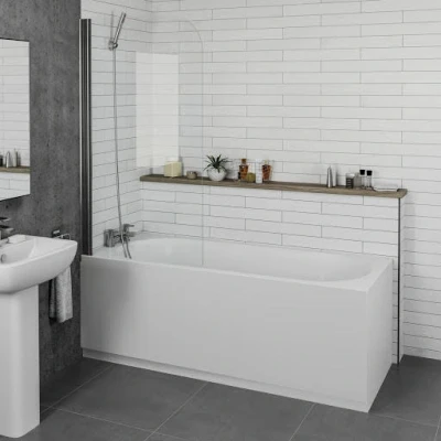 Image of Ceramica Single Ended Curved Bath With Side And End Panel 1800x750mm