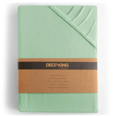 Image of DecoKing Fitted Sheet Small Double Cotton Jersey Boxspring, Amber Collection, 100x200 120x200 cm Mint