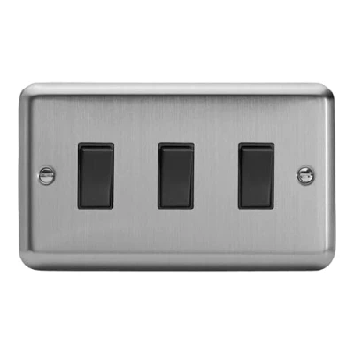 Image of Varilight XS93B Rocker Switches 3 Gang Black