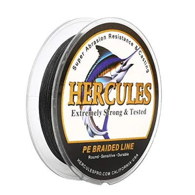 Image of Hercules Super Strong 300M 328 Yards Braided Fishing Line 50 LB Test for Saltwater Freshwater PE Braid Fish Lines 4 Strands Black, 50LB (22.7KG), 0.37MM