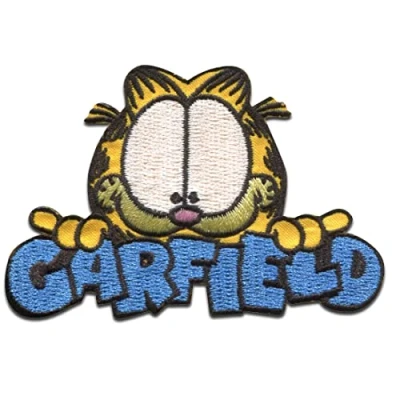 Image of Comercial Mercera Garfield Comic Cat Embroidered Iron On Patches Adhesive Emblem Stickers Appliques, Size: 7,5 x 4,8 cm
