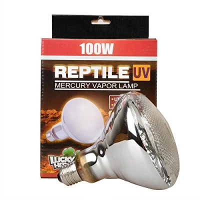 Image of Lucky Herp Reptile UVA UVB Mercury Vapour Bulb Lamp,E27 Screw Thread,100 Watt,160 Watt Available,Clear (100 Watt)