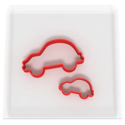 Image of Custom Cutters Car Shape Mini/Small Plastic Cutter for Baking, Fondant, Clay, Pastry, Icing, Jewellery (3CM + 5CM)