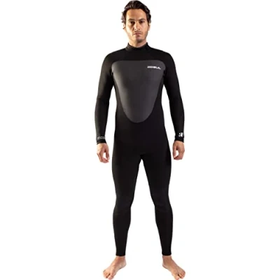 Image of Gul Mens Response 4/3mm GBS Back Zip Wetsuit Black Thermal Warm Heat Layer Layers Easy Stretch Waterproof Sprayproof