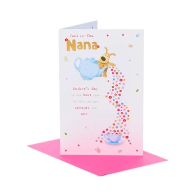 Image of Boofle Mother&#039;s Day Card For Nana Teapot And Flowers
