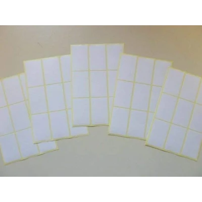 Image of White Paper Stickers, 38x24mm Rectangle, 54 Labels, Self Adhesive Sticky Economy Pack