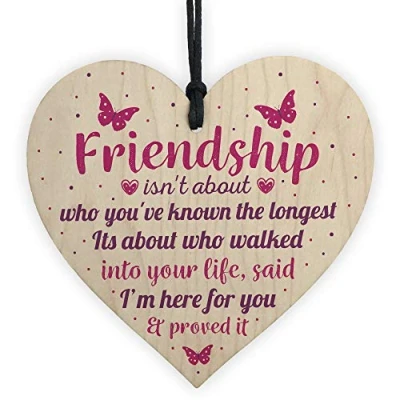 Image of RED OCEAN Friendship Handmade Wooden Heart Plaque Best Friend Sign Thank You Birthday Christmas Idea