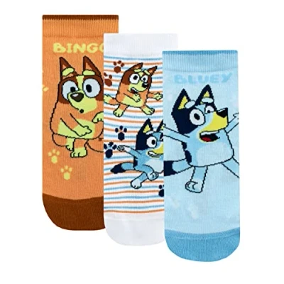 Image of Bluey Socks 3 Pack Unisex Kids For Boys Or Girls Multicolour 9 12