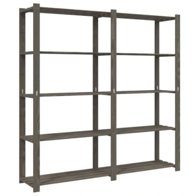Image of vidaXL Solid Wood Pine Grey Storage Rack with 5 Tier Shelving system Versatile Household &amp; Commercial Use 170 cm x 38