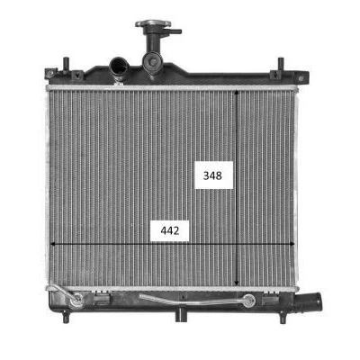 Image of 253100X170 Engine radiator NRF 58460 Aluminium 442mm 348mm 20mm Brazed cooling fins HYUNDAI: i10 I