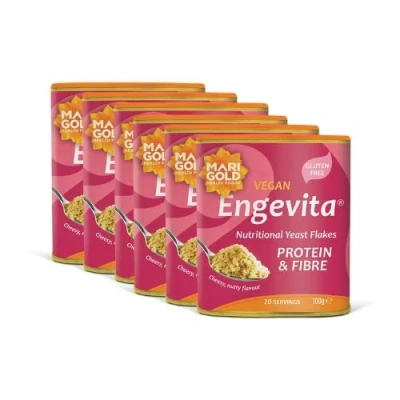 Image of Marigold Health Foods Engevita Nutritional Yeast Flakes Vegan &amp; Gluten Free Rich Source of Protein Fibre 100g (Pack 6)