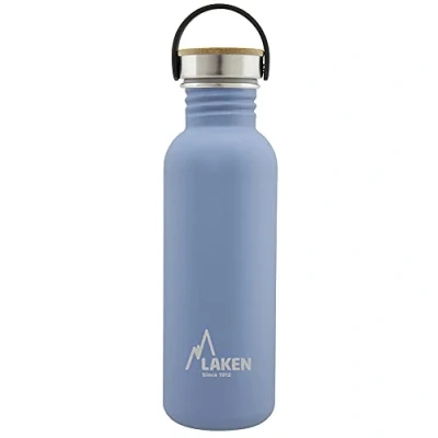 Image of Laken Basic Stainless Steel Drinking Bottle Wide Opening with Screw Cap Bambo, BPA Free 0.75 Litres, Blue