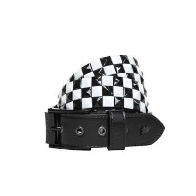 Image of Lowlife Triple S Studded Leather Belt in Black and White size 32&quot; 34&quot; Waist (M)