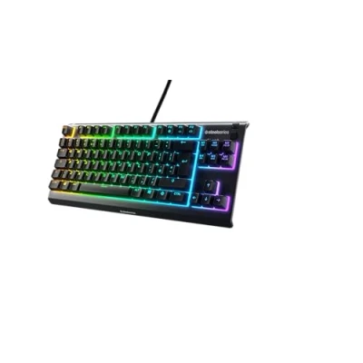 Image of SteelSeries Apex 3 TKL RGB Gaming Keyboard Tenkeyless Compact Esports Form Factor 8 Zone Illumination IP32 Water &amp; Dust Resistant English QWERTY Layout , Black