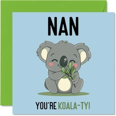 Image of Birthday Cards for Nan Koala Ty Funny Happy Card from Grandson Granddaughter, Nanny Gifts, 145mm x Joke Greeting Women Her