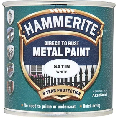Image of Hammerite Metal Paint Satin 250ml White