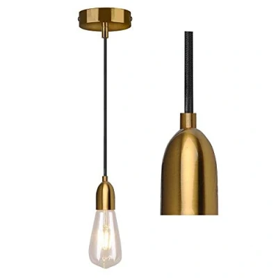 Image of Modern Ancient Brass Ceiling Rose,Pendant Light Fitting,Braided Flex E27 Lamp Holder, Suspended Pendant Fitting LAN03