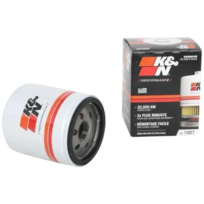 Image of K&amp;N Oil Filter Spin On 76x95mm compatible with Chevrolet, GMC, Cadillac, Isuzu, Pontiac, Toyota, Jeep (HP 1007) , White