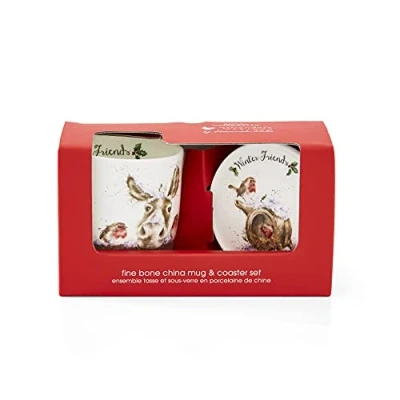 Image of Wrendale Designs &#039;The Christmas Donkey&#039; Donkey Mug &amp; Coaster Set