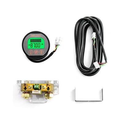 Image of QWORK® Battery Monitor Voltmeter Ammeter, Voltage Range 8V 80V and up to 500A, Current Meter with 13 ft Custom Cable