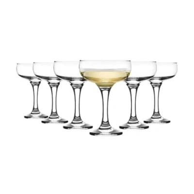 Image of LAV 6x Clear 235ml Misket Glass Champagne Saucers Vintage Espresso Martini Prosecco Wine Gin Coupe Glasses Set