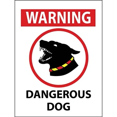 Image of Warning Dangerous Dog Sign Metal Tin 8x12 Inches Caution Danger Safety Security Notice Signs