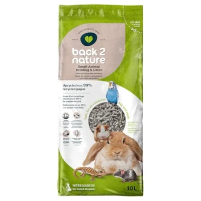Image of Back 2 Nature Bedding and Litter, (10l) Highly Absorbent 99% Recycled Paper Litter for Small Pets, Dry &amp; Fresh Smelling Rabbit, Bird, Ferret Hamster Cage, Soft, Safe Compostable