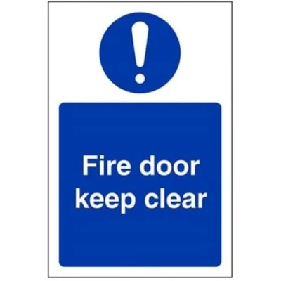 Image of V Safety Fire Door Keep Clear Sign Portrait 100mm x 150mm 1mm Rigid Plastic