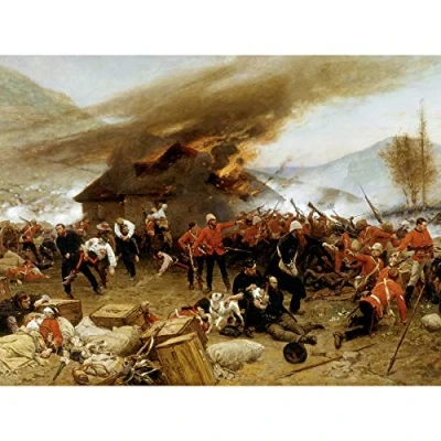 Image of Artery8 De Neuville Defence Rorke&#039;s Drift Painting Premium Wall Art Canvas Print 18X24 Inch