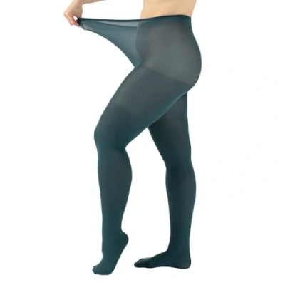 Image of CALZITALY Plus Size Opaque Tights, Curvy Extra Large Pantyhose, 60 DEN, L, XL, 2XL, 3XL, 4XL, Blue, Black, Made in Italy (3XL, Mystic Green)