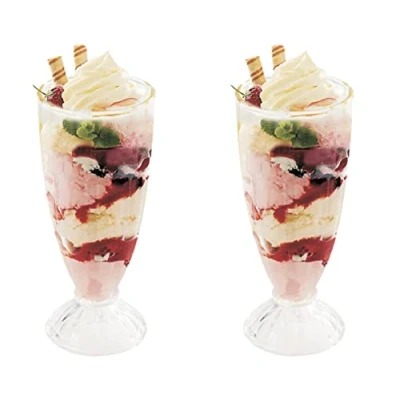 Image of Royal Cuisine Set of 2 Dessert Cups 360ml Knickerbocker Glory Sundae Glasses Long Cocktail Bowls Fountain Milkshake Soda Glassware