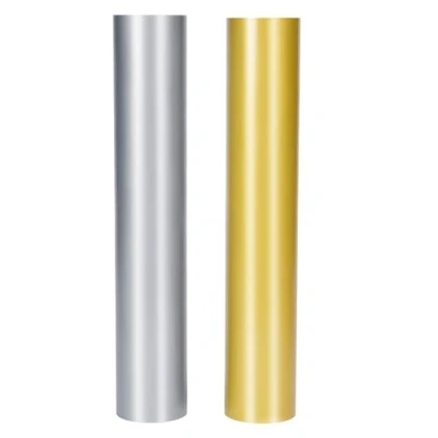 Image of BELLE VOUS Permanent Adhesive Vinyl Rolls (2 Pack) 4.5m/14.7ft Silver/Gold Metallic Roll for Window &amp; Home Decor Cutting Machine Compatible